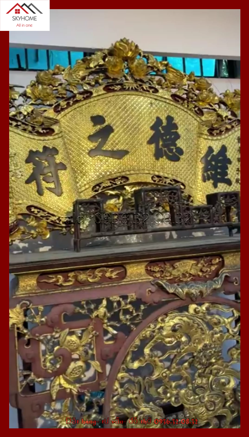 Hoành phi gỗ phòng thờ chữ Duy đức chi phù